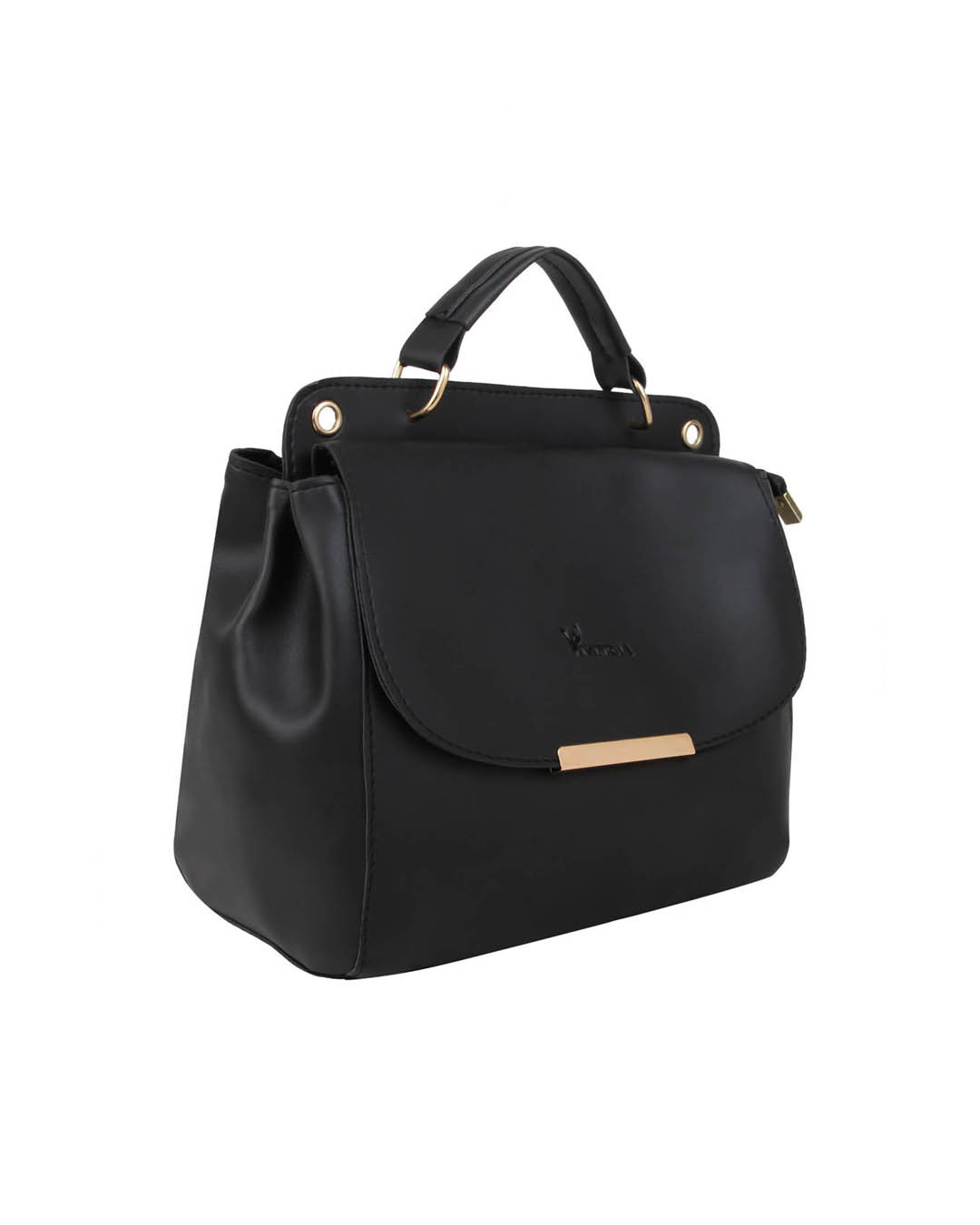 Shop Leatherette Flap Compartment Black Sling Bag-Back