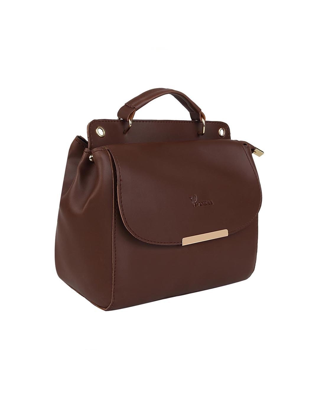 Shop Leatherette Flap Compartment Coffee Sling Bag-Back
