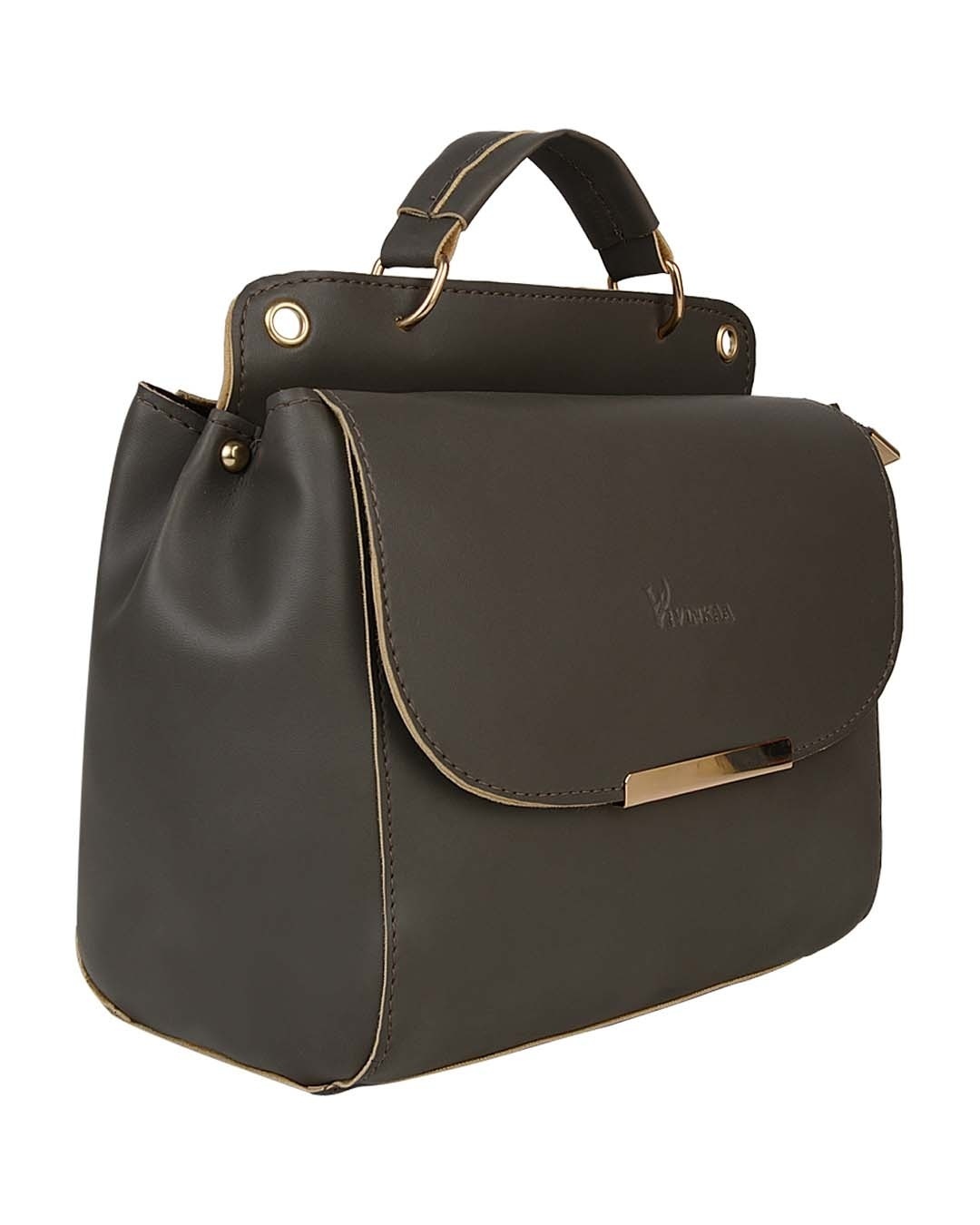 Shop Leatherette Flap Compartment Grey Sling Bag-Back