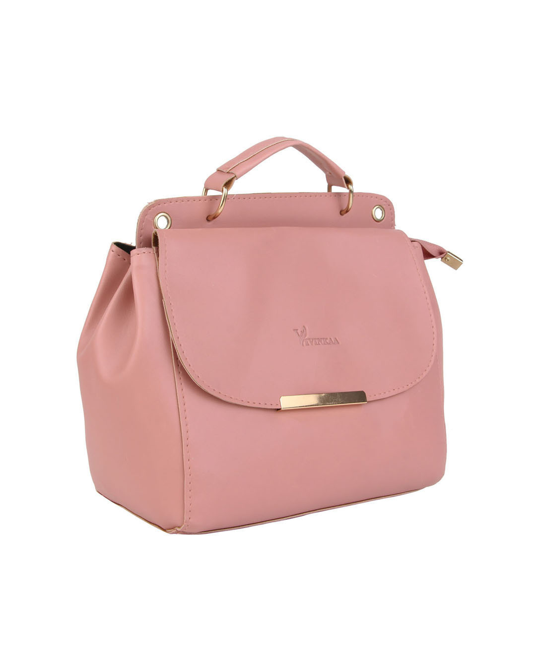 Shop Leatherette Flap Compartment Pink Sling Bag-Back