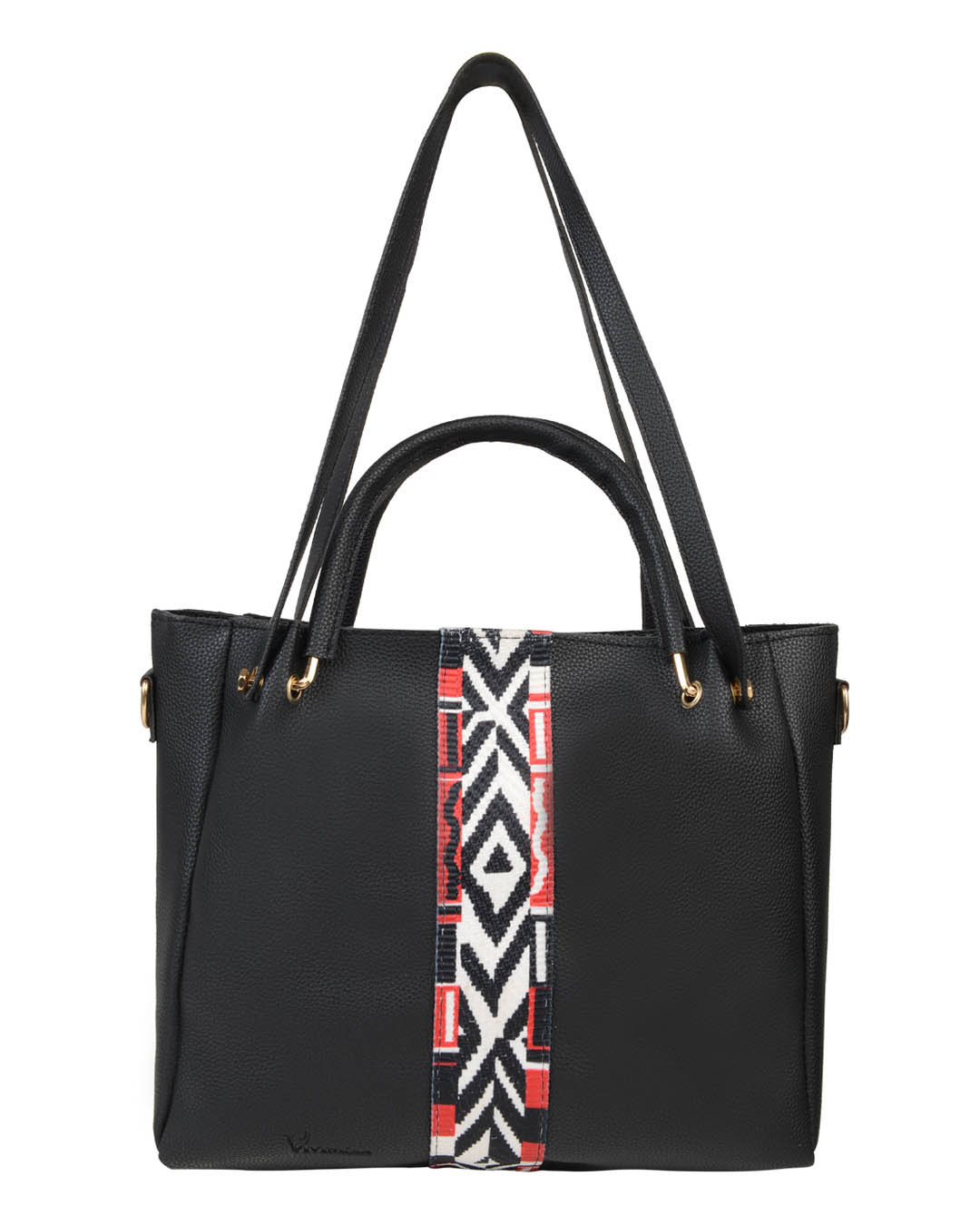 Shop Pack of 5 Leatherette Embroidered With Tape Black Sling Bag-Back