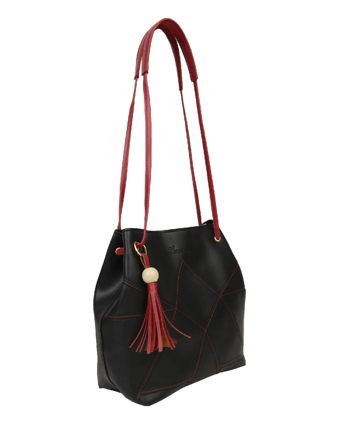 Shop Leatherette Set of 2 Embroidered Black Sling Bag-Back