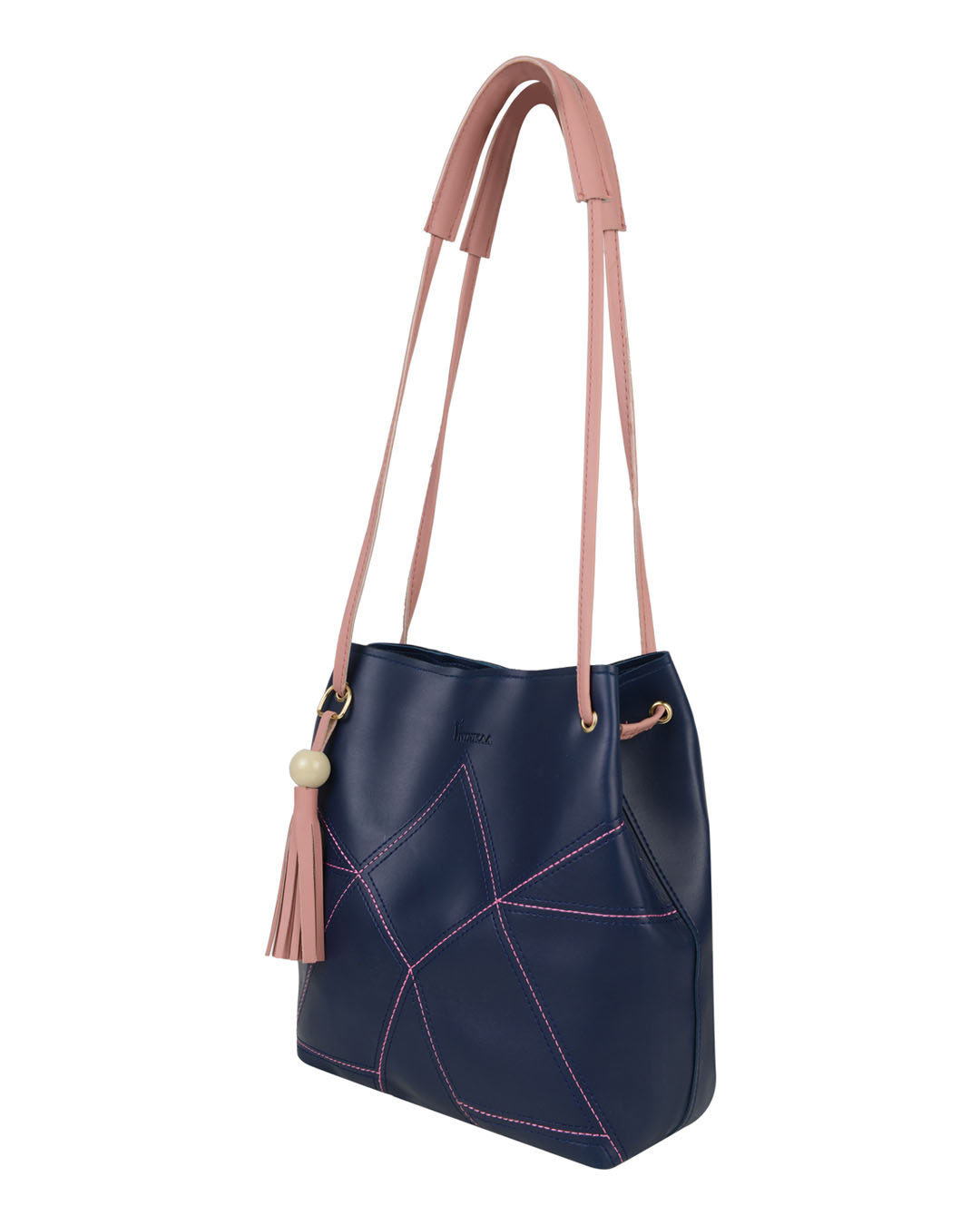 Shop Leatherette Set of 2 Embroidered Navy Sling Bag-Back