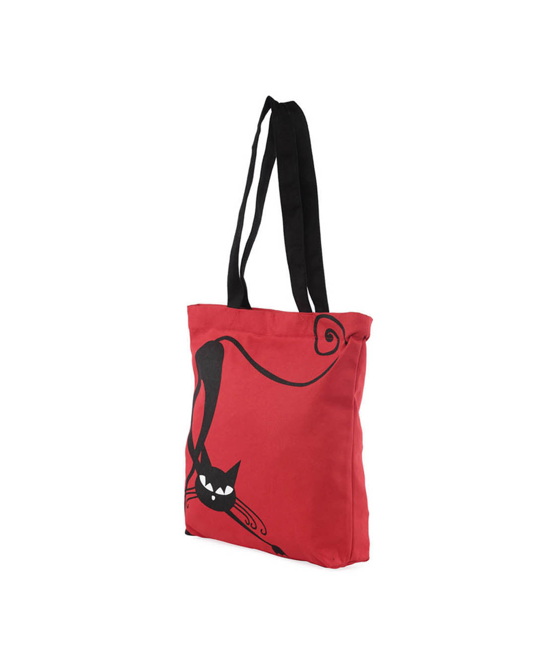 Shop Meow Cat Printed Solid Tote-Back