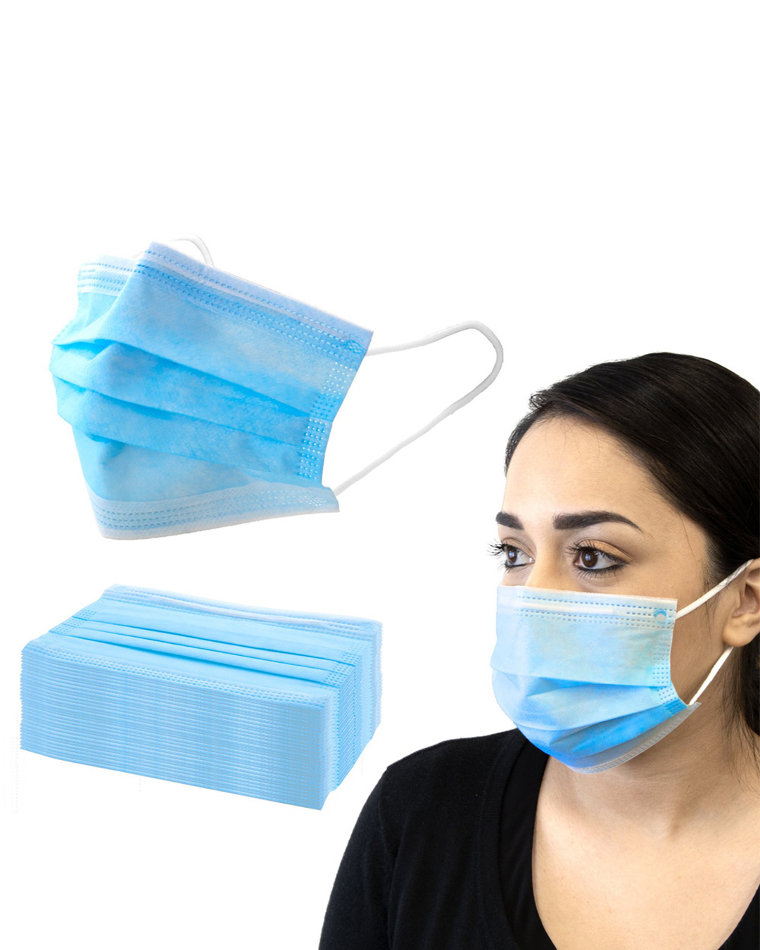 Shop Pack of 100 3 Ply Disposable Mask With Meltblown & Inbuilt Nosepin-Back