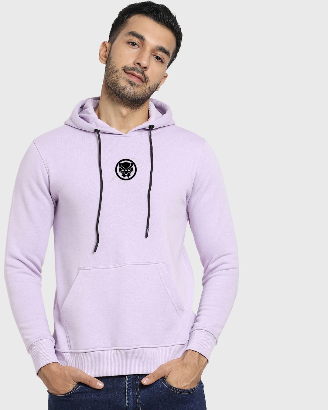 Shop Men's Purple Wakanda Forever The King Graphic Printed Oversized Hoodie-Back