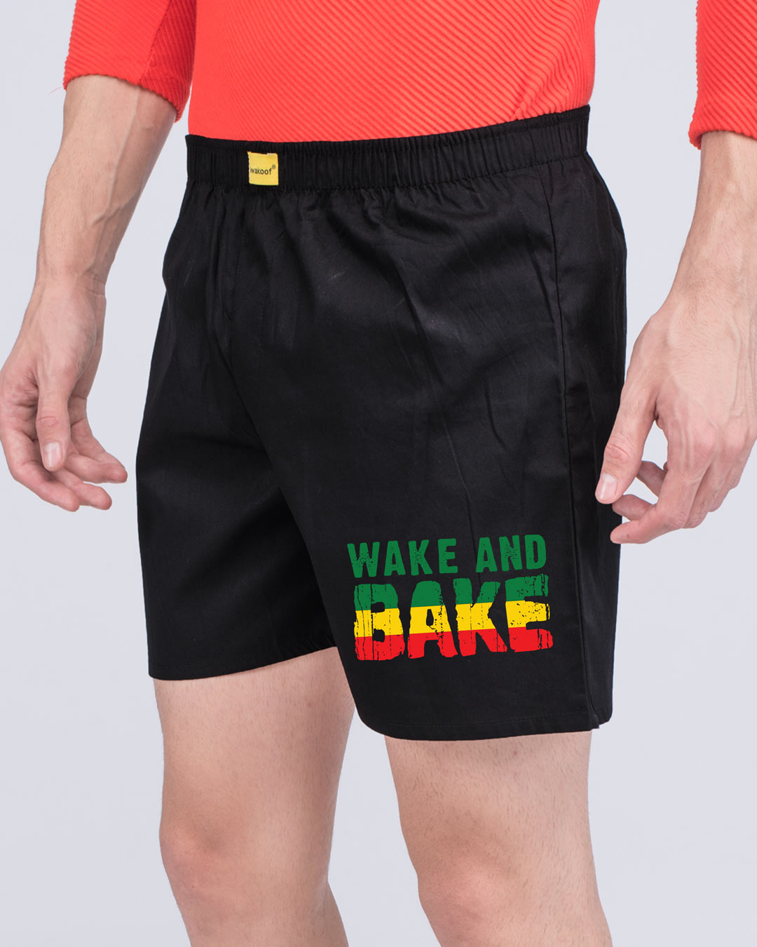 Shop Men's Black Wake & Bake Printed Boxers-Back