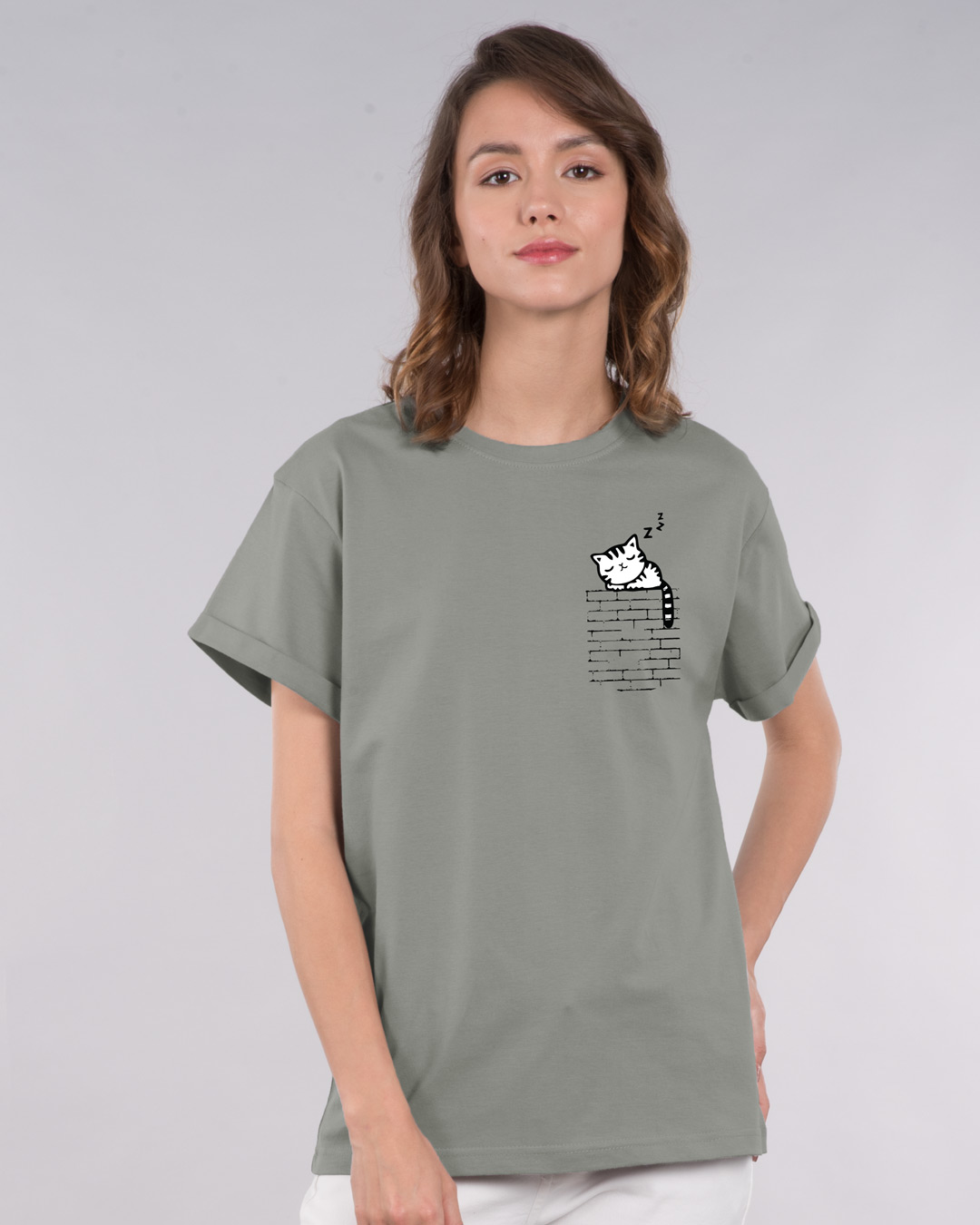 Shop Wall Kitty Boyfriend T-Shirt-Back