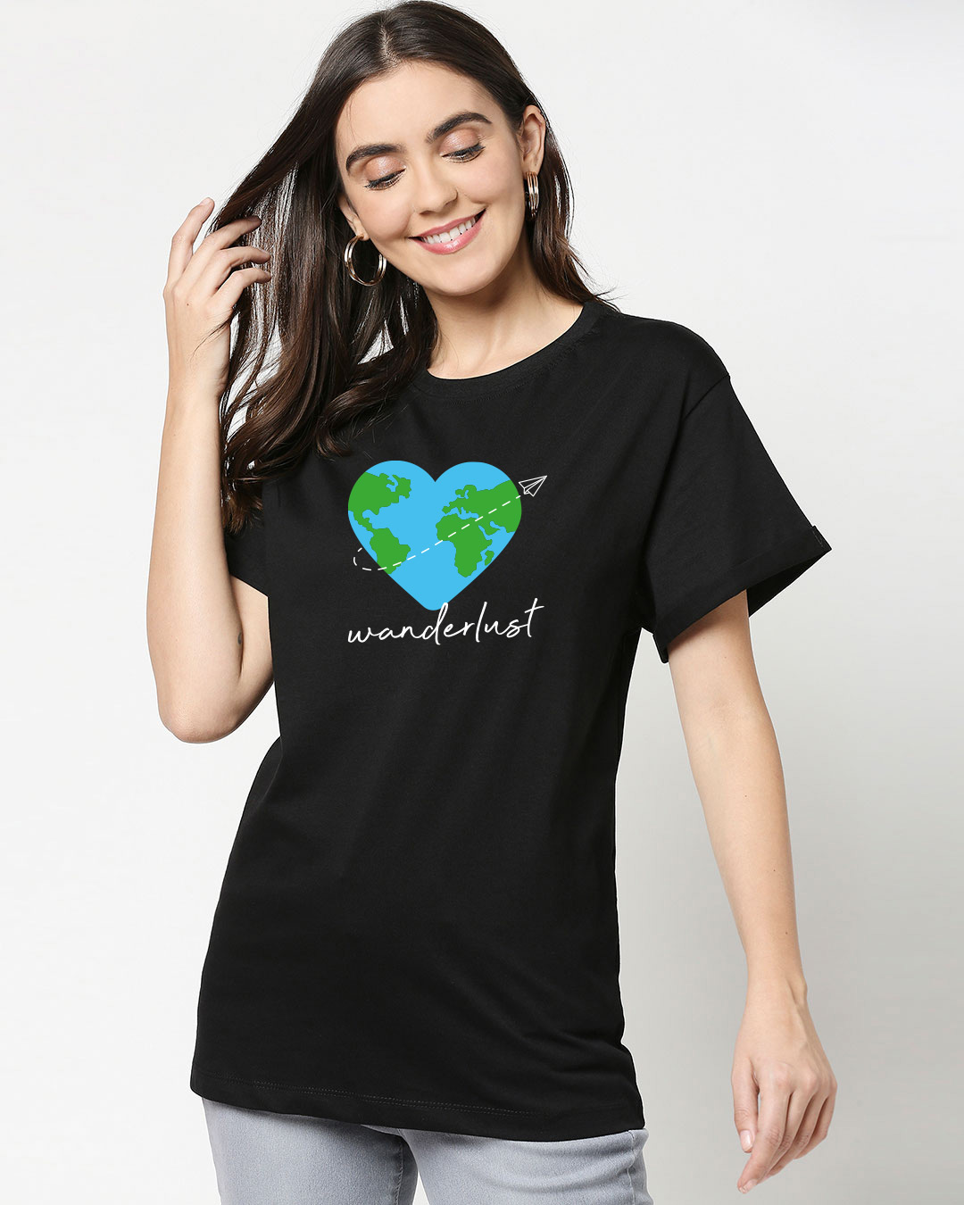 Shop Wanderlust Heart Boyfriend T-shirt-Back