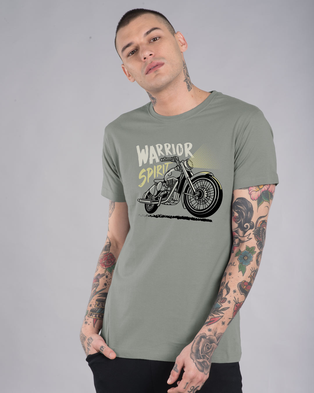 Shop Warrior Biker Half Sleeve T-Shirt-Back