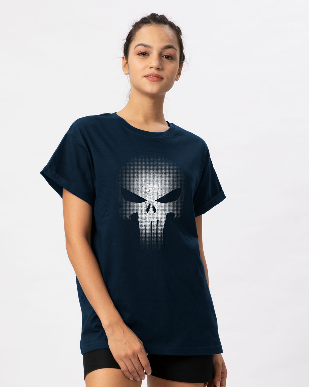 Shop Warrior Punisher Boyfriend T-Shirt-Back