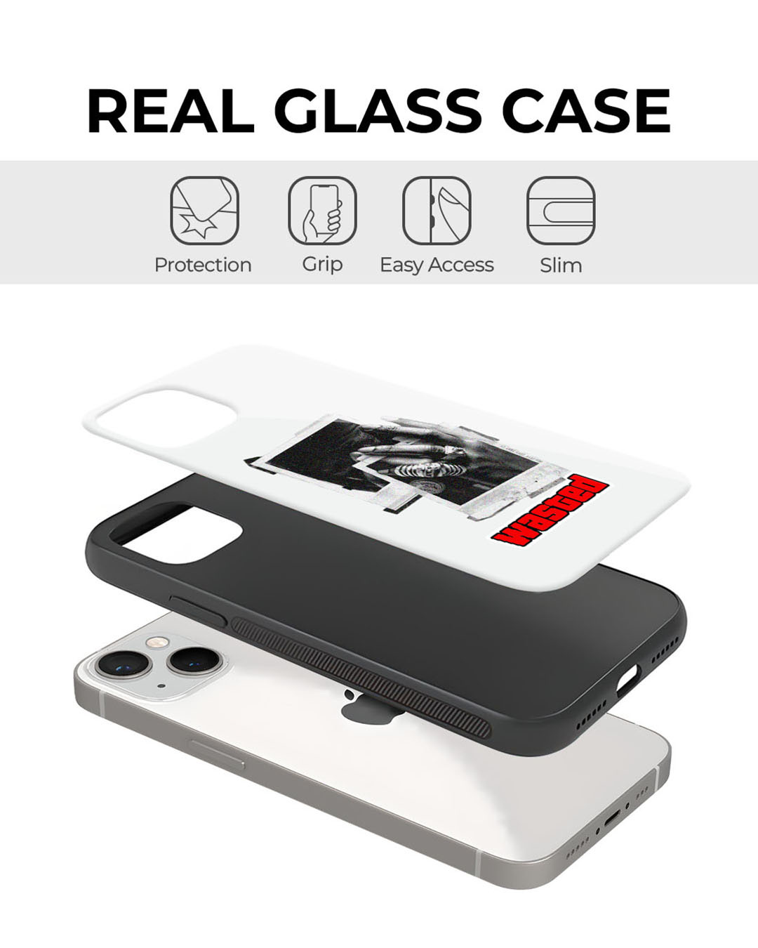 Shop Wasted Premium Glass Cover for Apple iPhone 15-Back