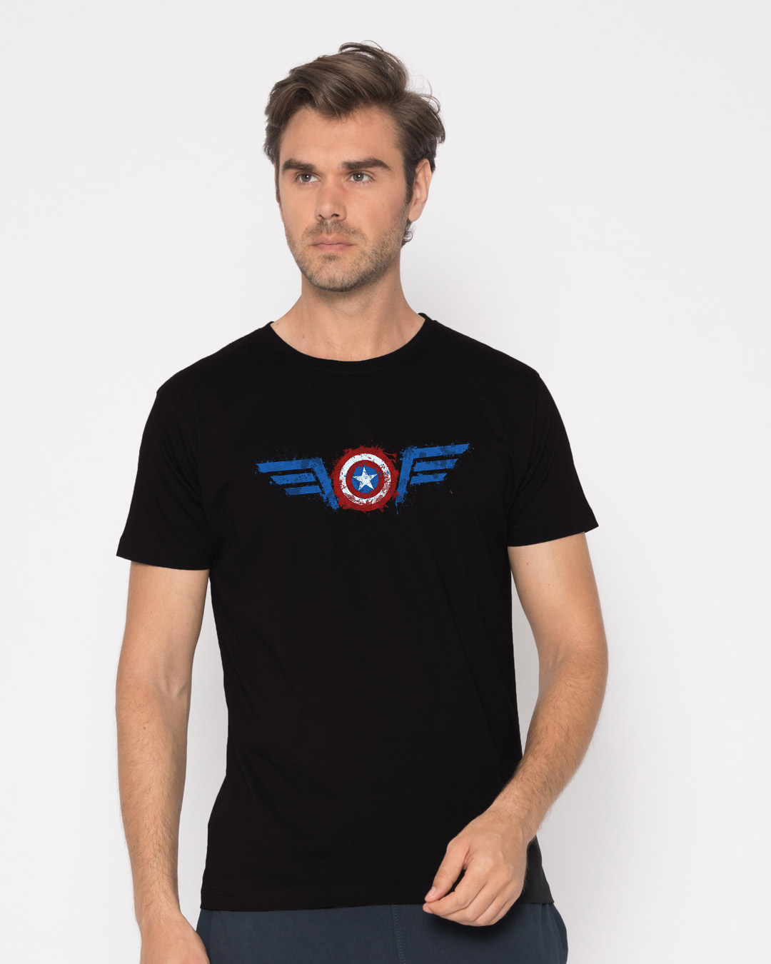 Shop Watercolor Captain America Half Sleeve T-Shirt (AVL)-Back