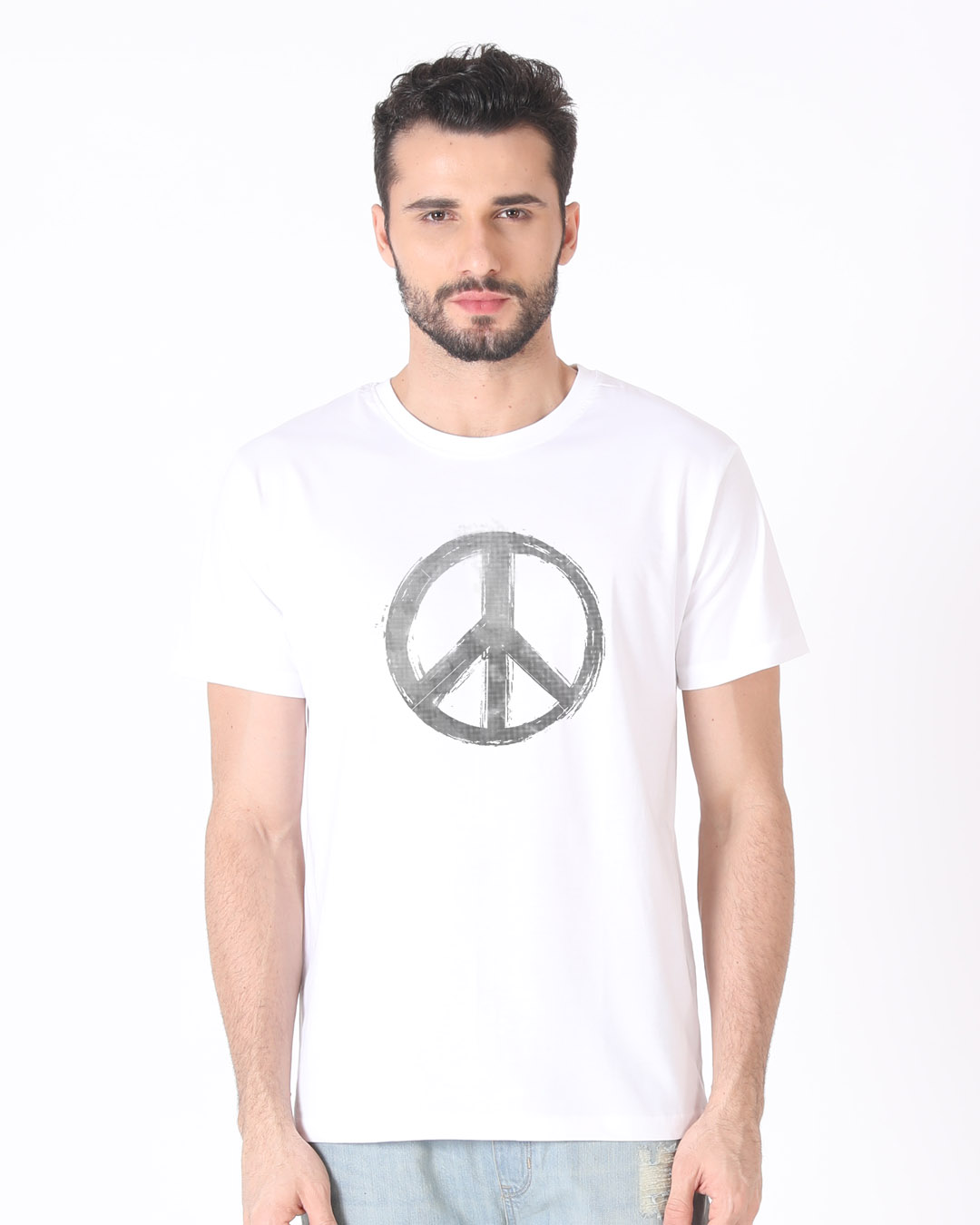 Shop Watercolor Peace Half Sleeve T-Shirt-Back