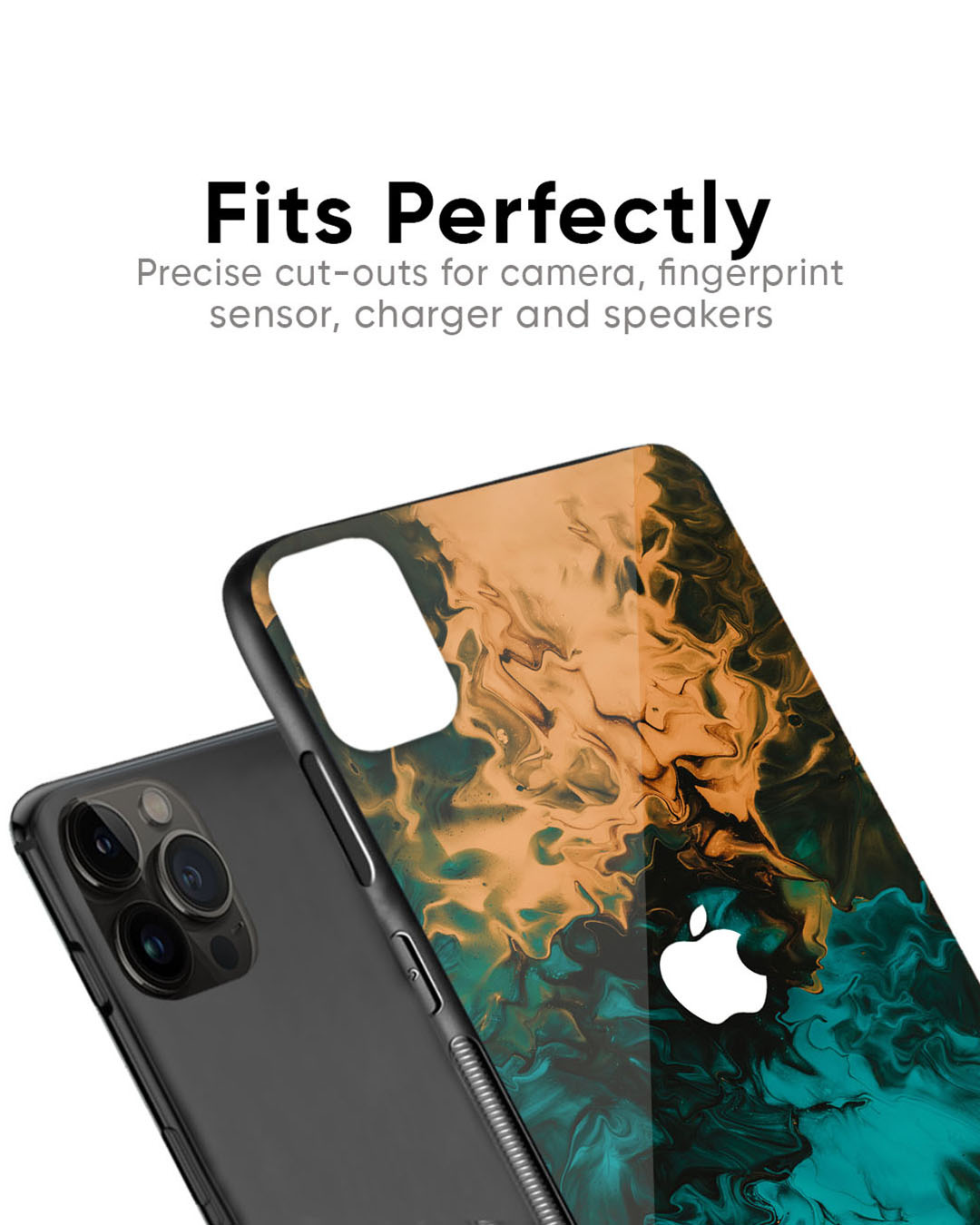 Shop Watercolor Wave Premium Glass Case for Apple iPhone 12(Shock Proof, Scratch Resistant)-Back