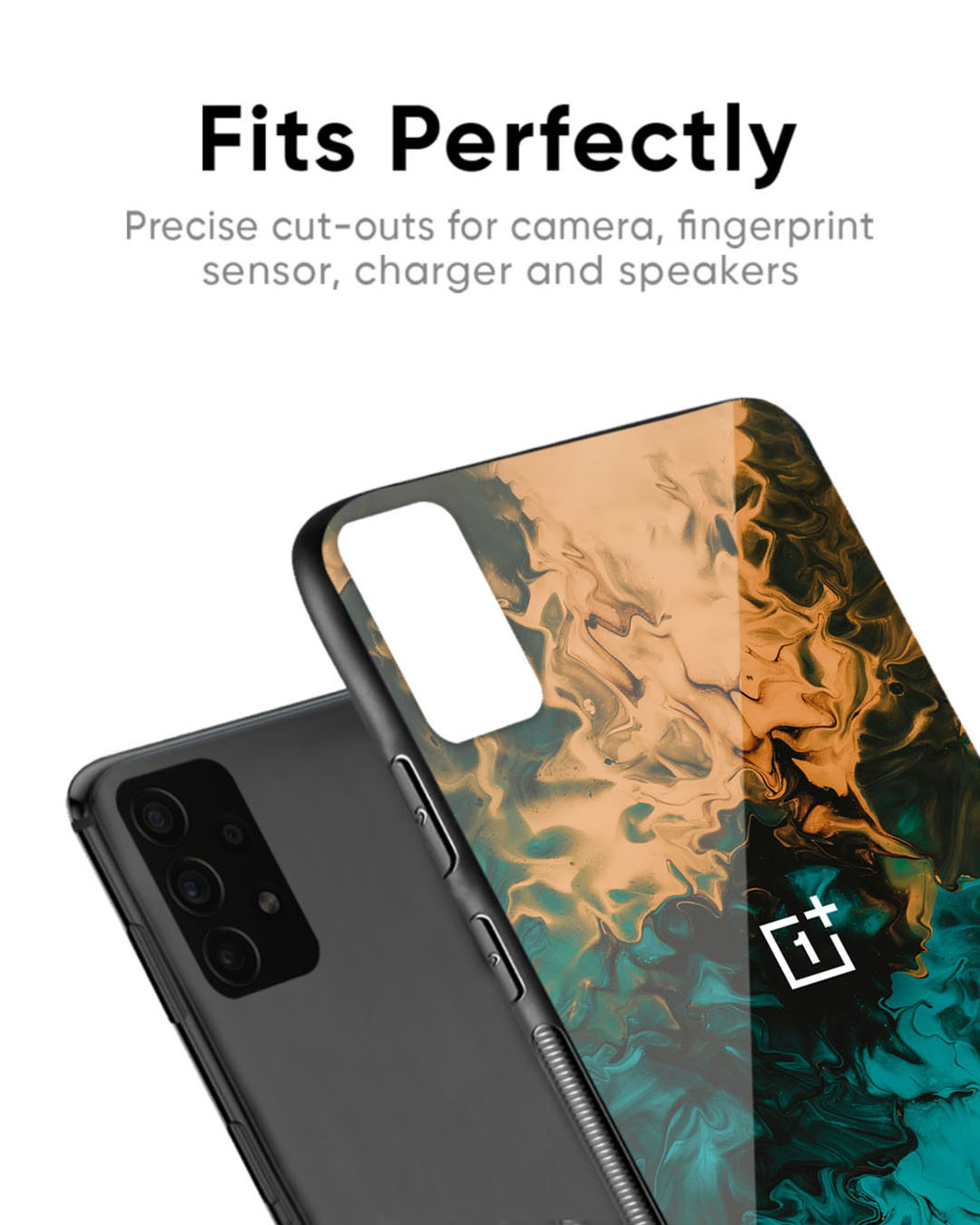 Shop Watercolor Wave Premium Glass Case for OnePlus 7(Shock Proof, Scratch Resistant)-Back