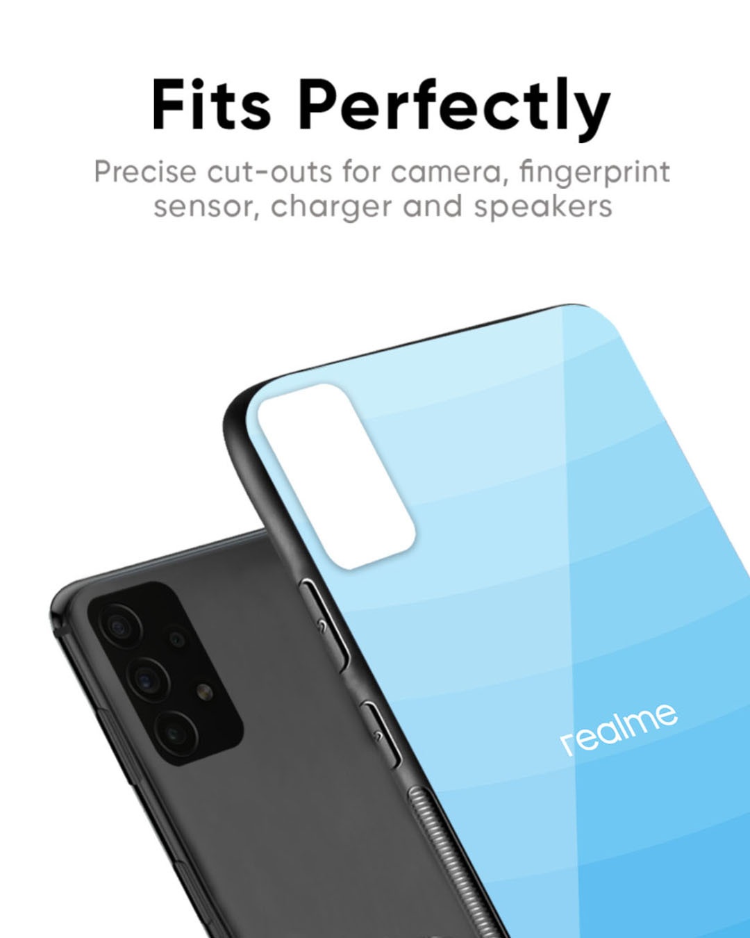 Shop Wavy Blue Pattern Premium Glass Case for Realme 11 Pro Plus 5G (Shock Proof, Scratch Resistant)-Back