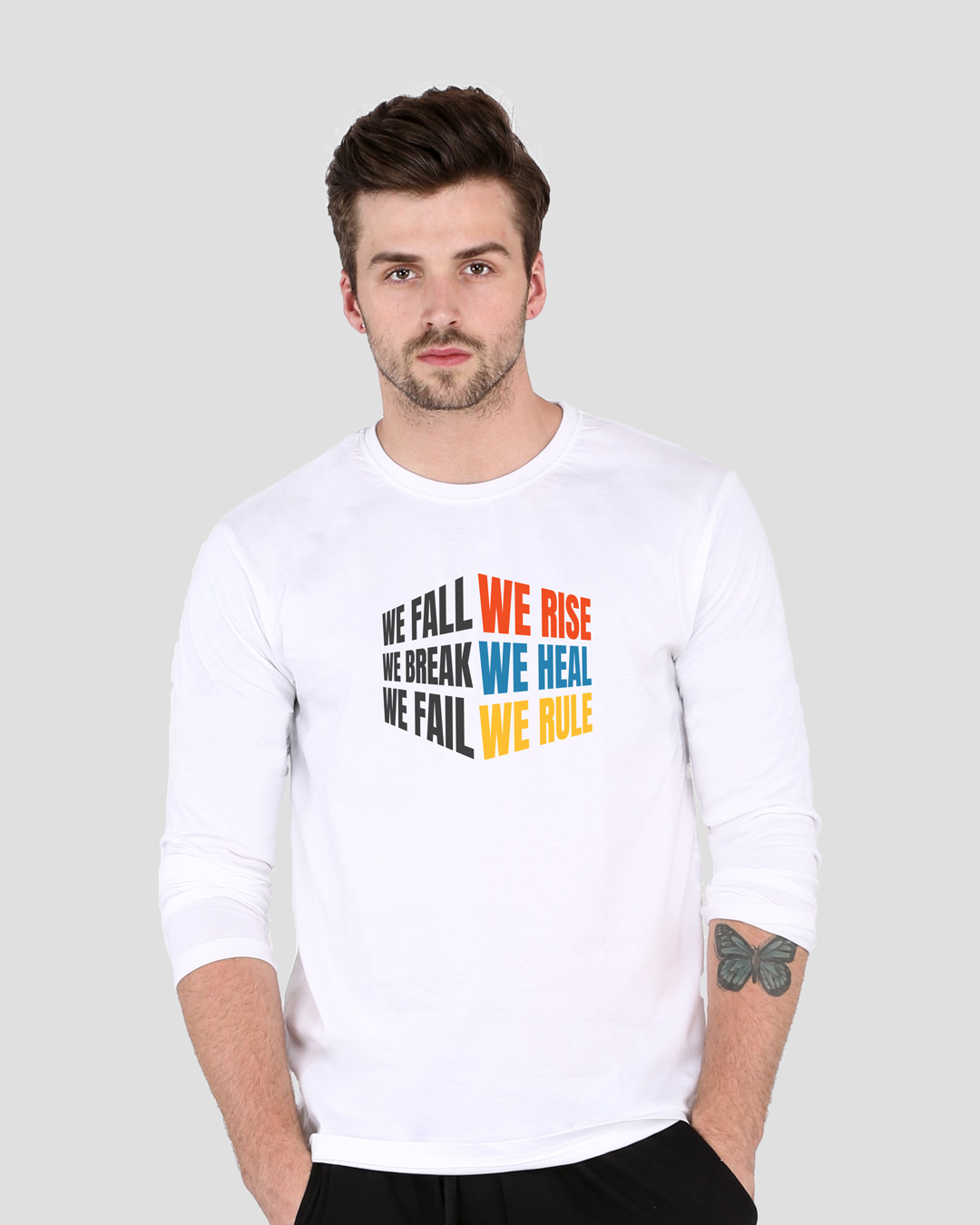 

We Rise Full Sleeve T-Shirt Men' Printed Full Sleeve T-Shirt Bewakoof.com, White