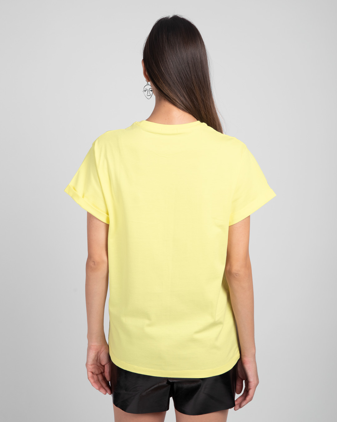 Shop Weird Mickey And Minnie Boyfriend T-Shirt (DL)-Pastel Yellow-Back