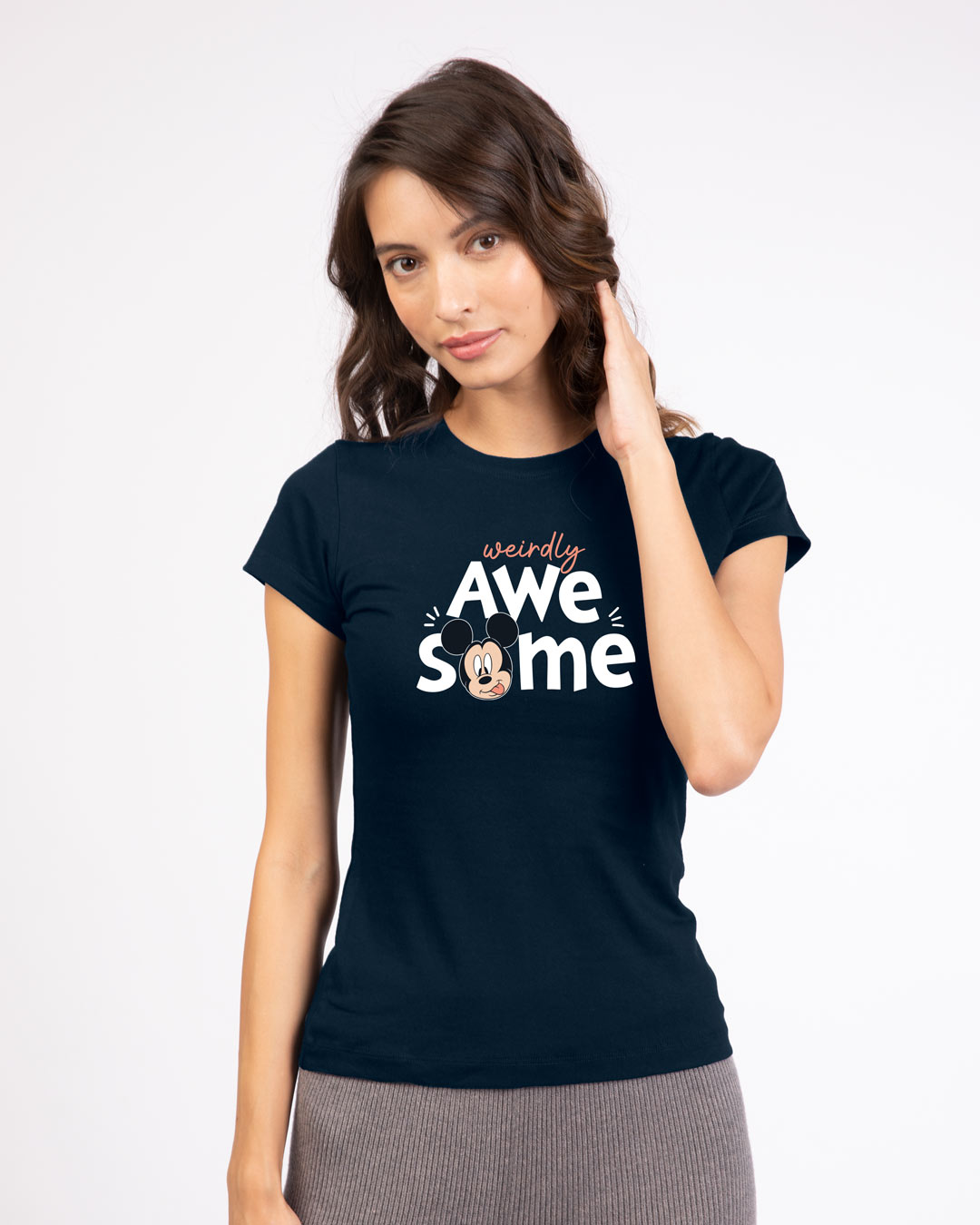 Shop Weirdly Awesome Mickey Half Sleeve T-Shirt (DL) Navy Blue-Back