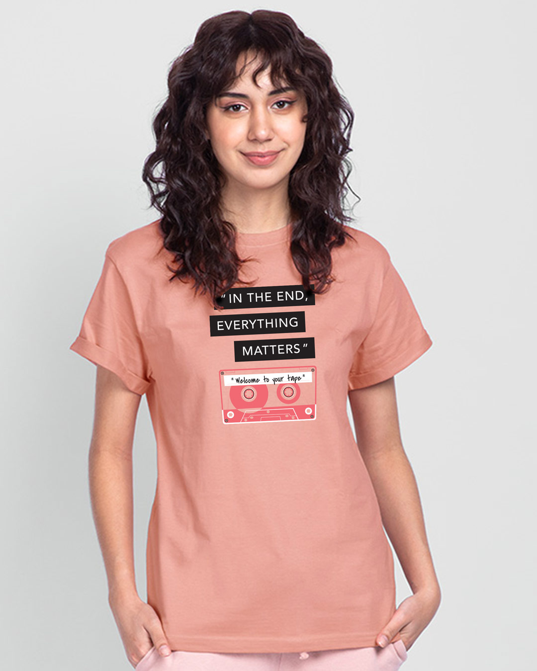 Shop Welcome To Your Tape 13 Boyfriend T-Shirt Misty Pink-Back