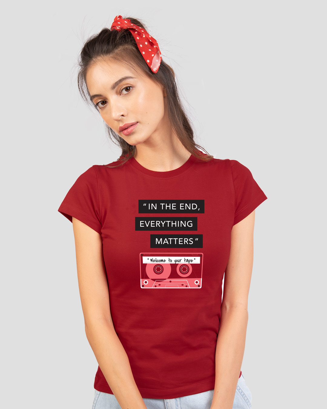 Shop Welcome To Your Tape 13 Half Sleeve Printed T-Shirt Bold Red-Back