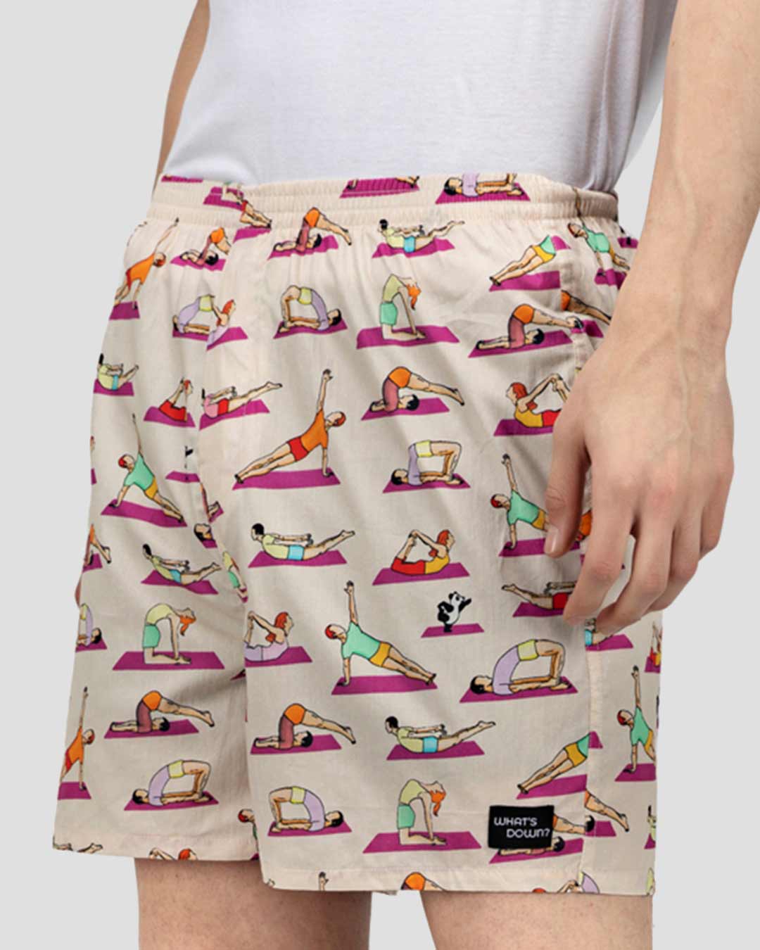 Shop | Spot The Panda Boxer Shorts | Beige Yoga Boxers-Back
