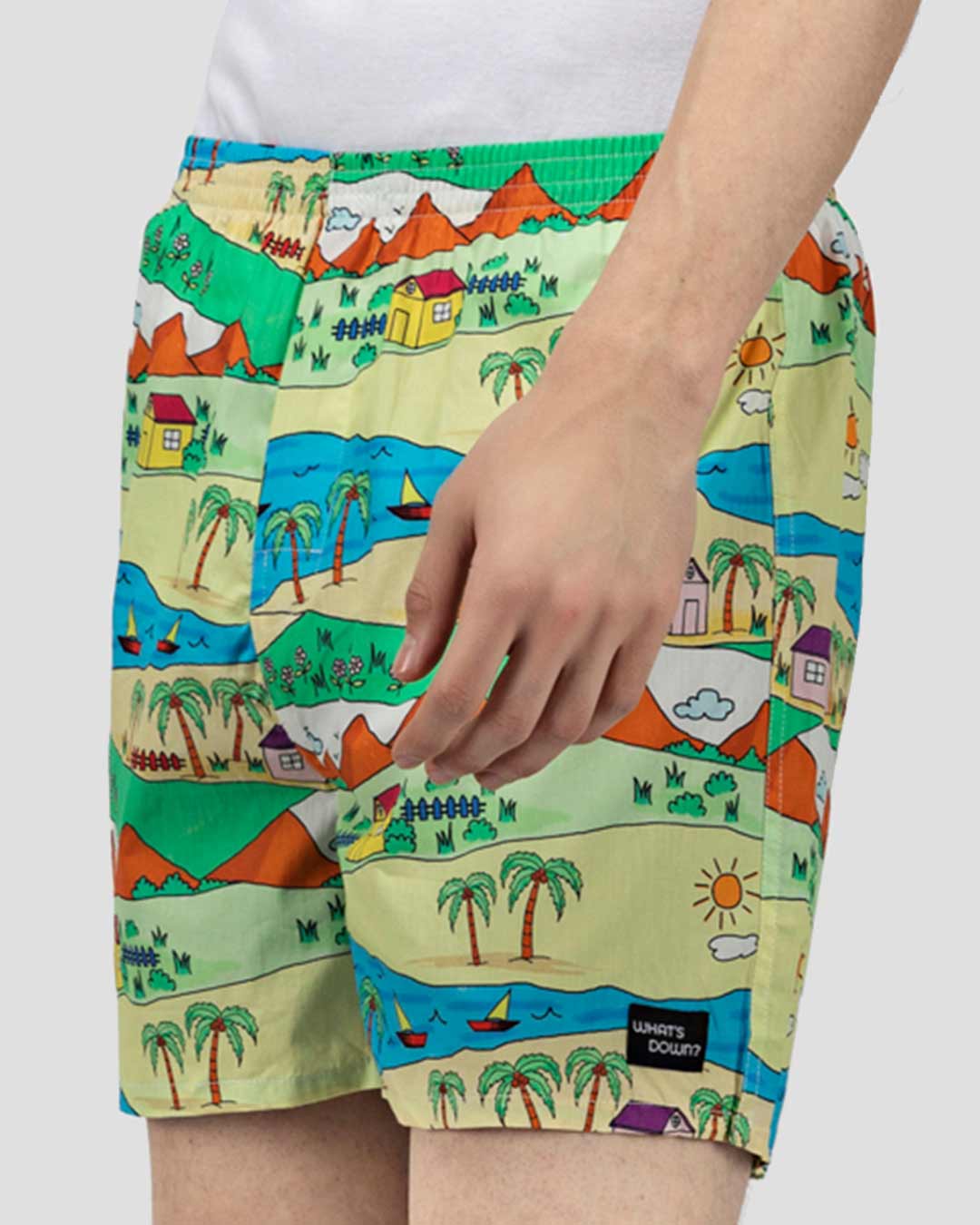 Shop | Yellow Childhood Scenery Boxer Shorts | Throwback Boxers-Back