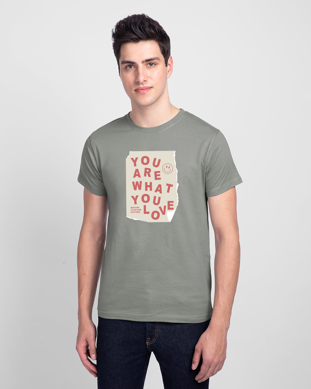 

What You Love Half Sleeve T-Shirt Men' Printed T-Shirts Bewakoof.com, Grey
