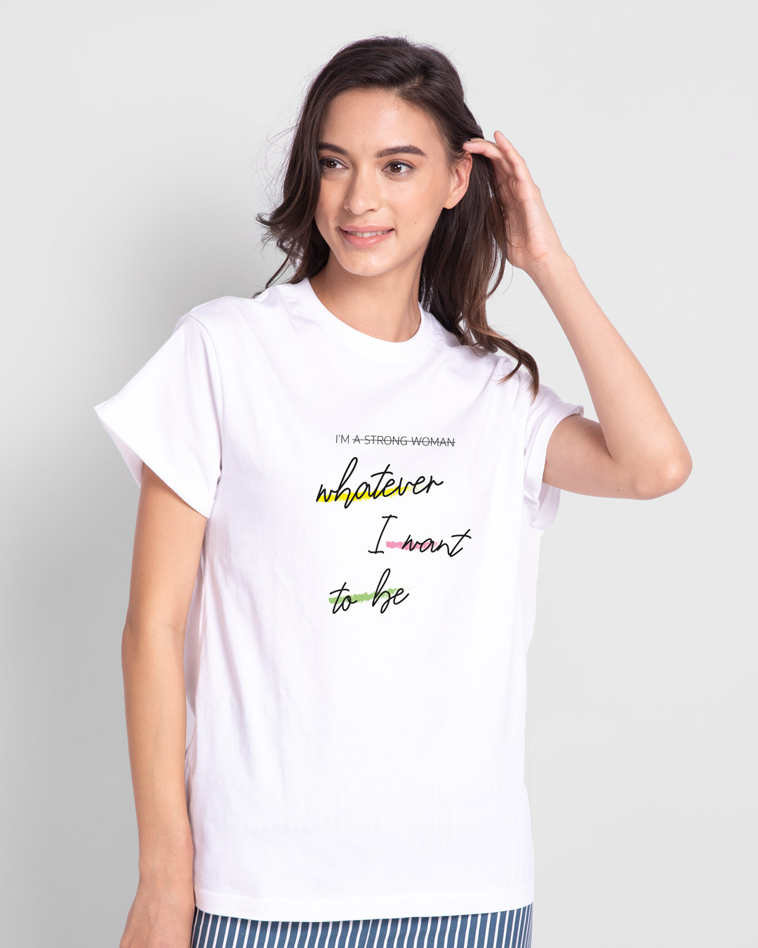 Shop Whatever I Want to be Boyfriend T-Shirt White-Back