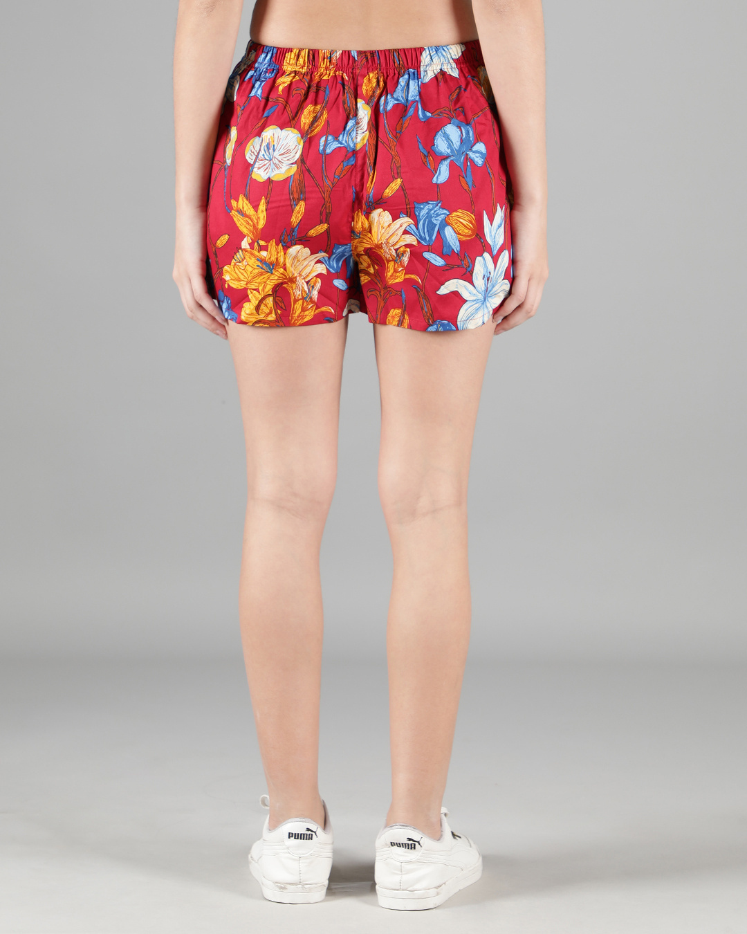 Shop Red Floral Womens Boxers-Back