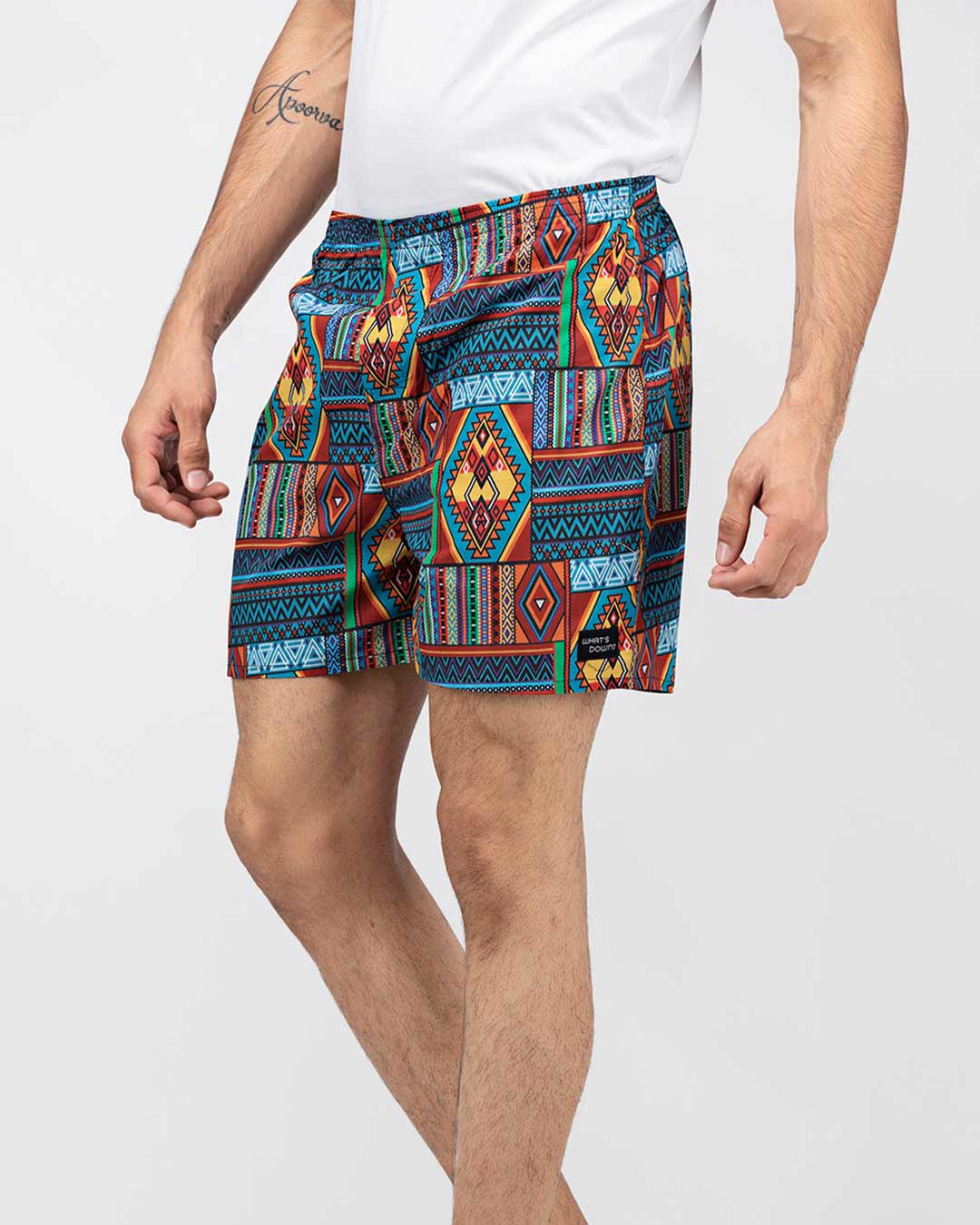 Shop Whatsdown Multicolour Aztec Boxers-Back