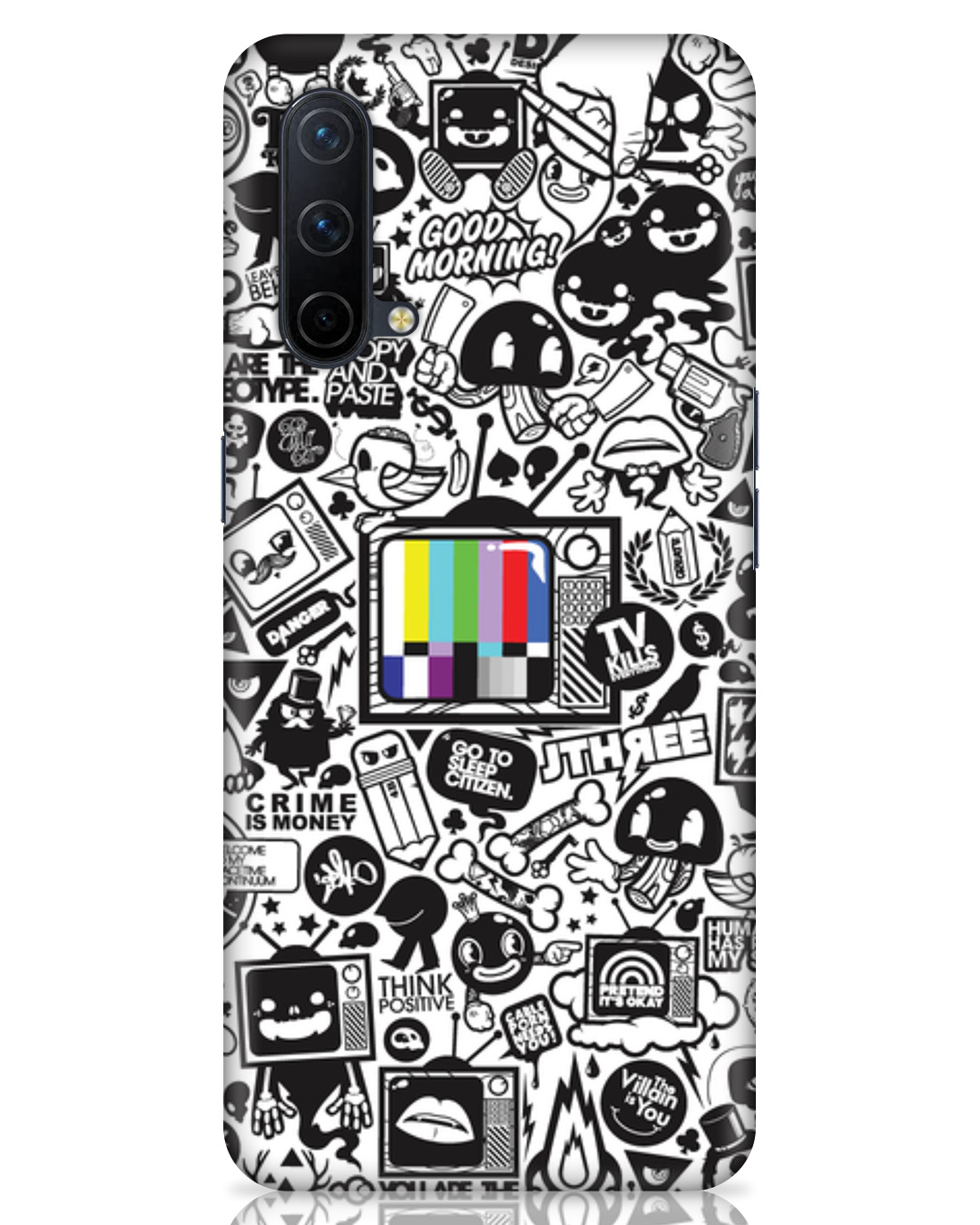 Shop White Abstract Printed Designer Hard Cover For OnePlus Nord CE 5G (Impact Resistant, Matte Finish)-Front