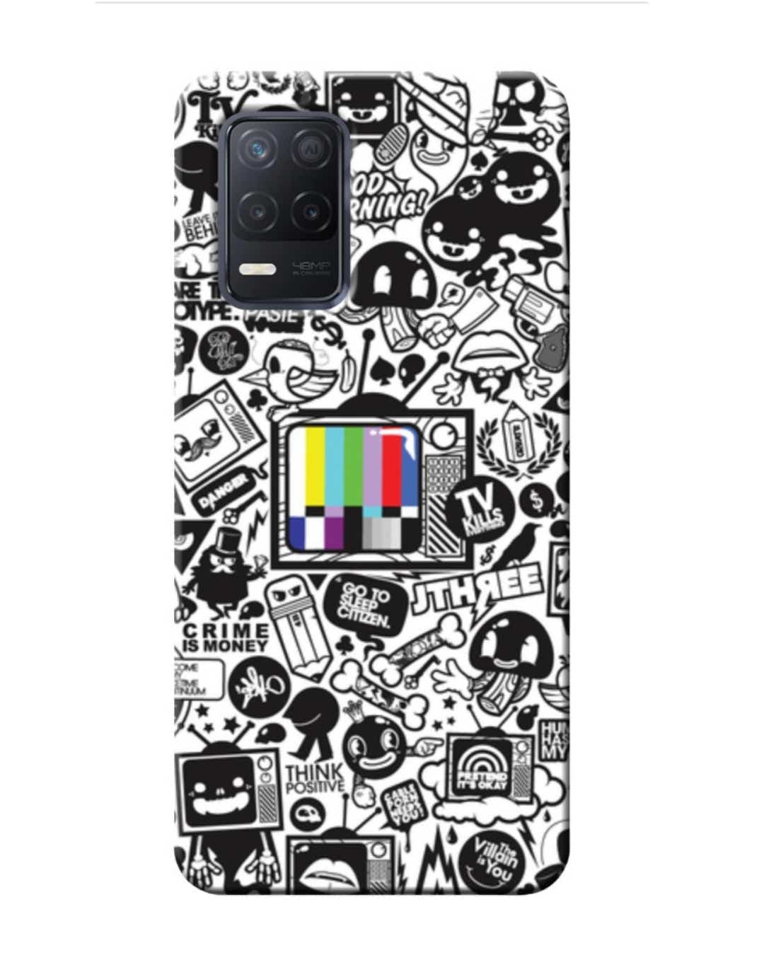 Shop White Abstract Printed Designer Hard Cover For Realme Narzo 30 (Impact Resistant, Matte Finish)-Front