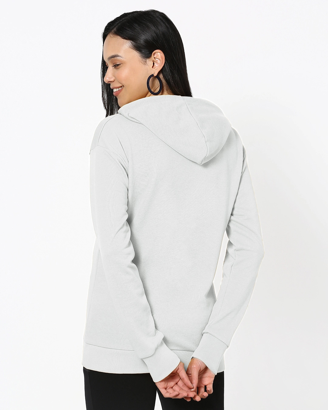 Shop Women's Grey All Day Everyday Graphic Printed Relaxed Fit Hoodie-Back