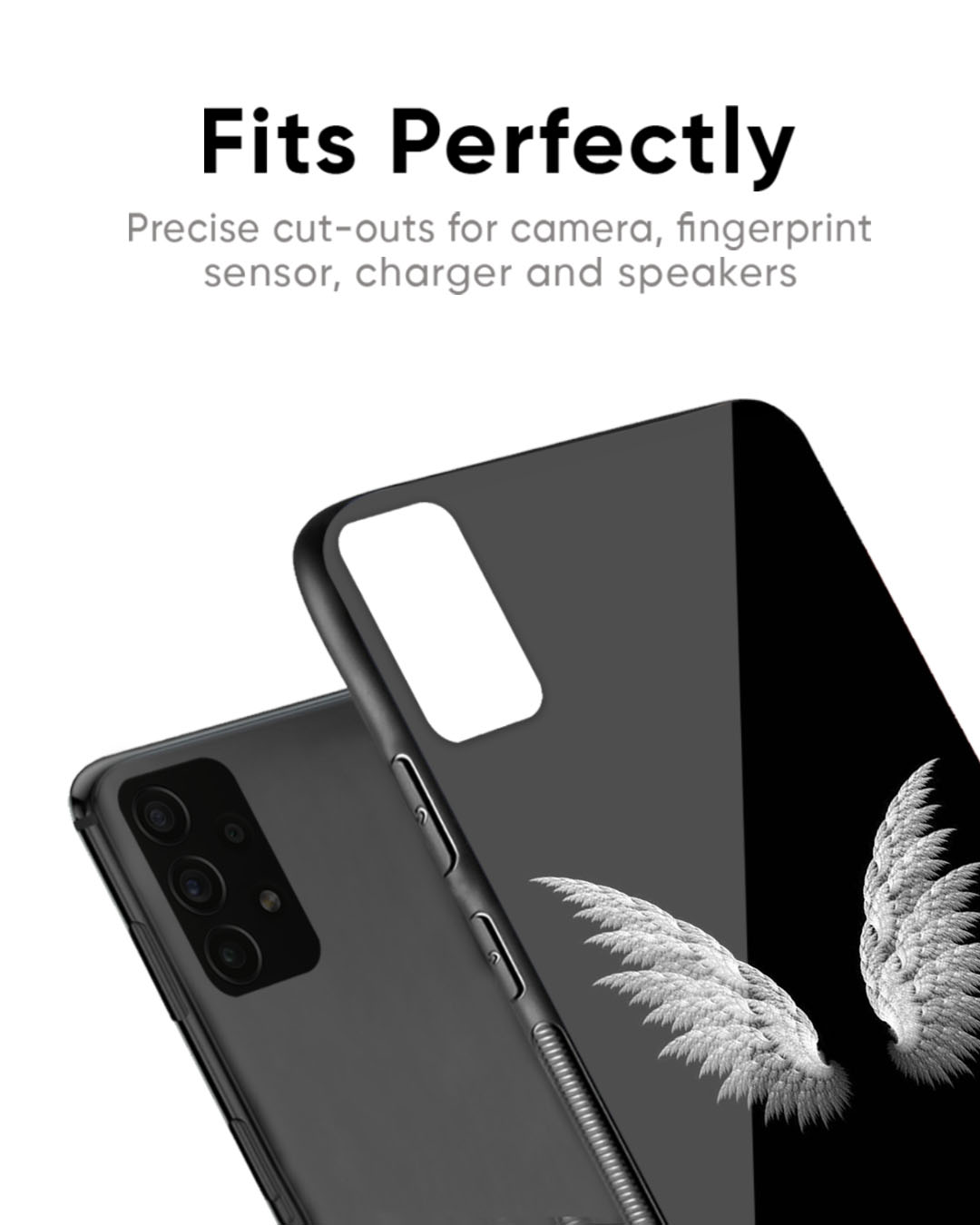 Shop White Angel Wings Premium Glass Case for OnePlus 8T (Shock Proof, Scratch Resistant)-Back