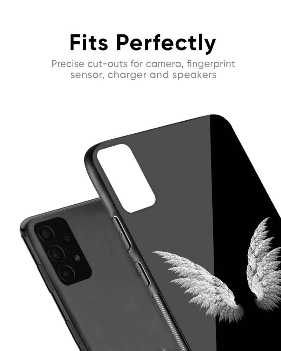 Shop White Angel Wings Premium Glass Case for Realme 11 Pro+ 5G (Shock Proof, Scratch Resistant)-Back