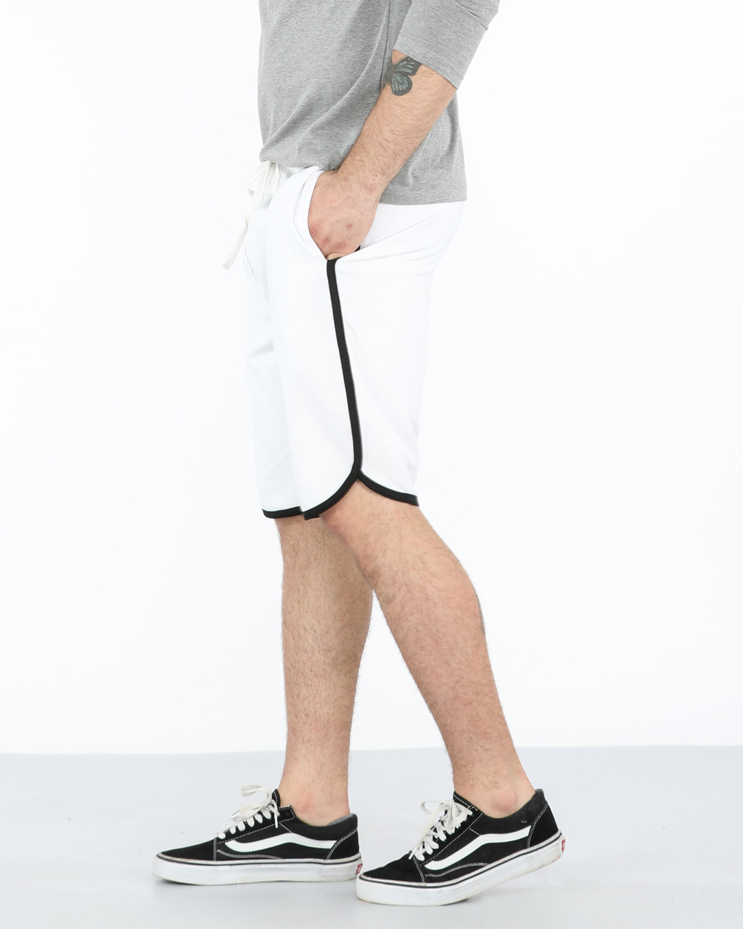 Shop White-Jet Black Runner Fleece Shorts-Back