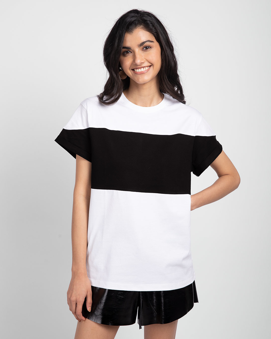 Buy white black and white Half Sleeve T-Shirt For Men Online India ...