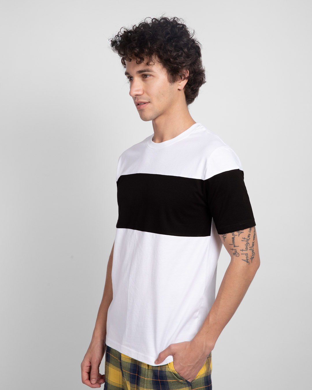 Shop White Black & White 90's Vibe Panel T-Shirt-Back