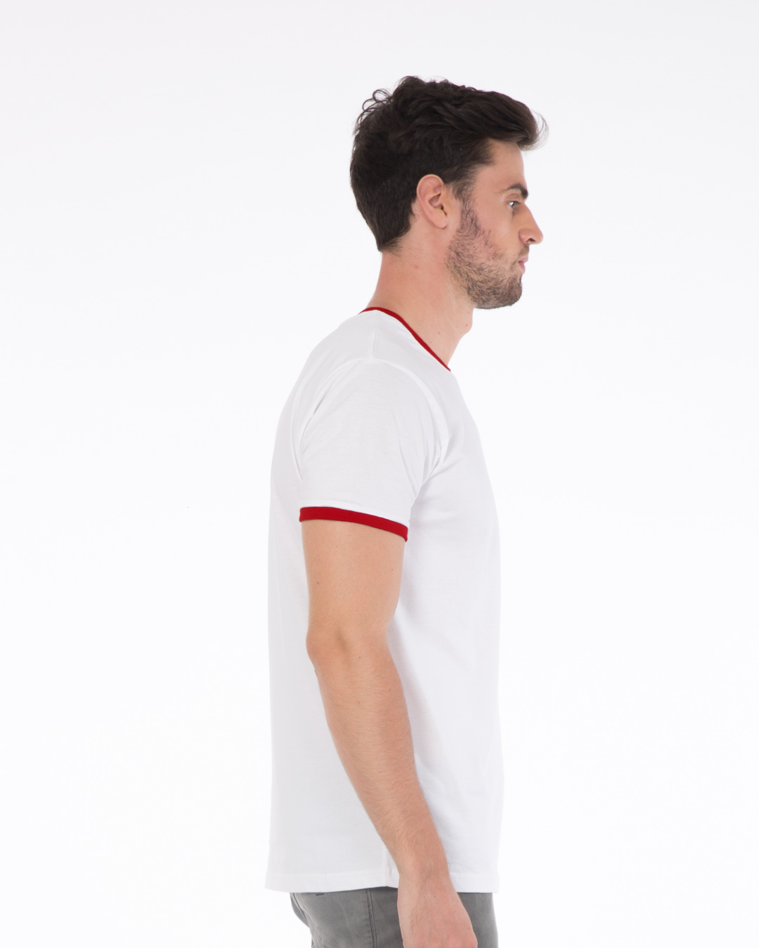 Shop White-Bold Red Ringer T-Shirt-Back
