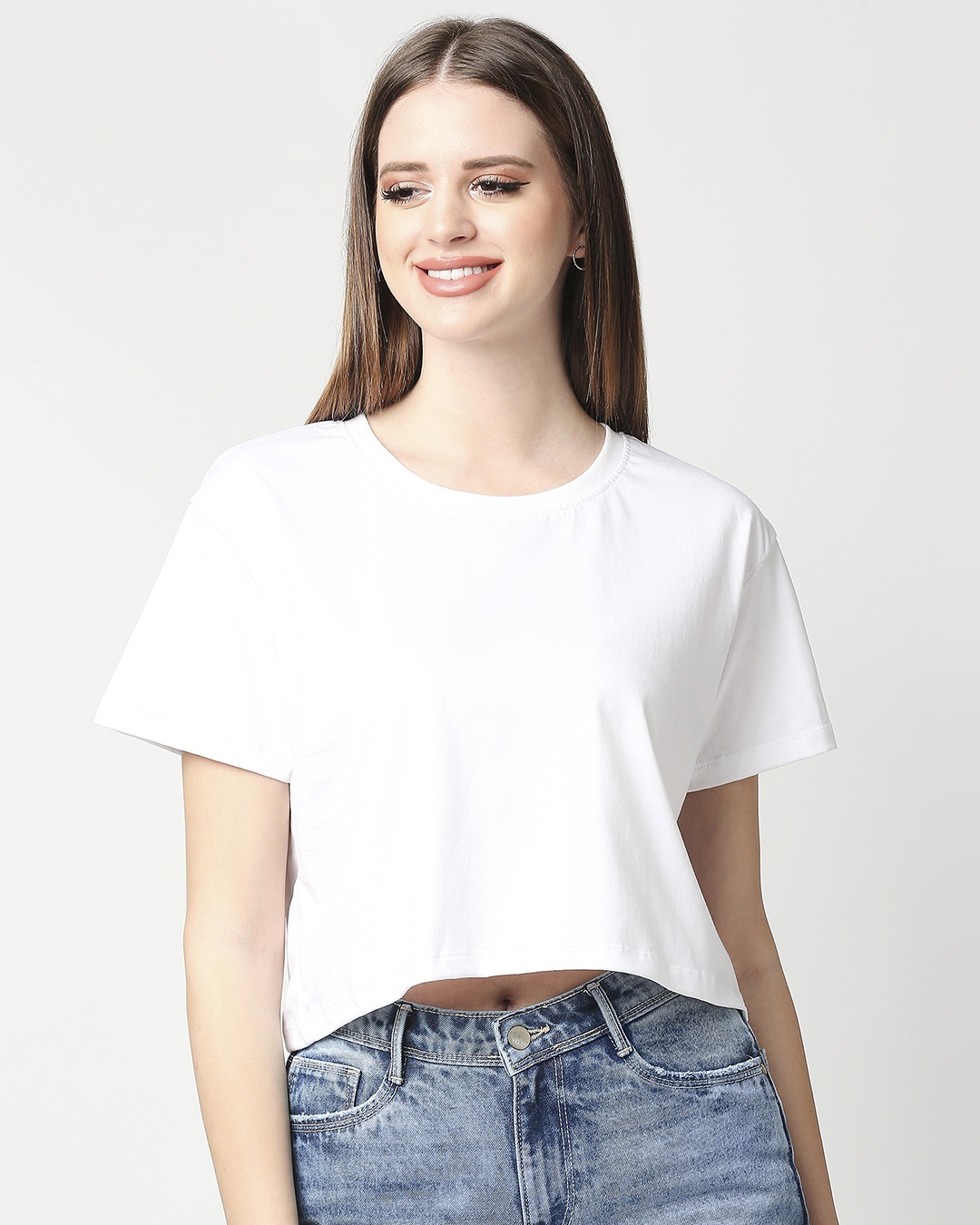 Shop White Boxy Slim Fit Crop Top-Back