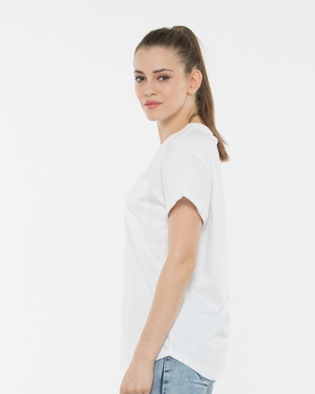 Shop White Boyfriend Pocket T-Shirt-Back
