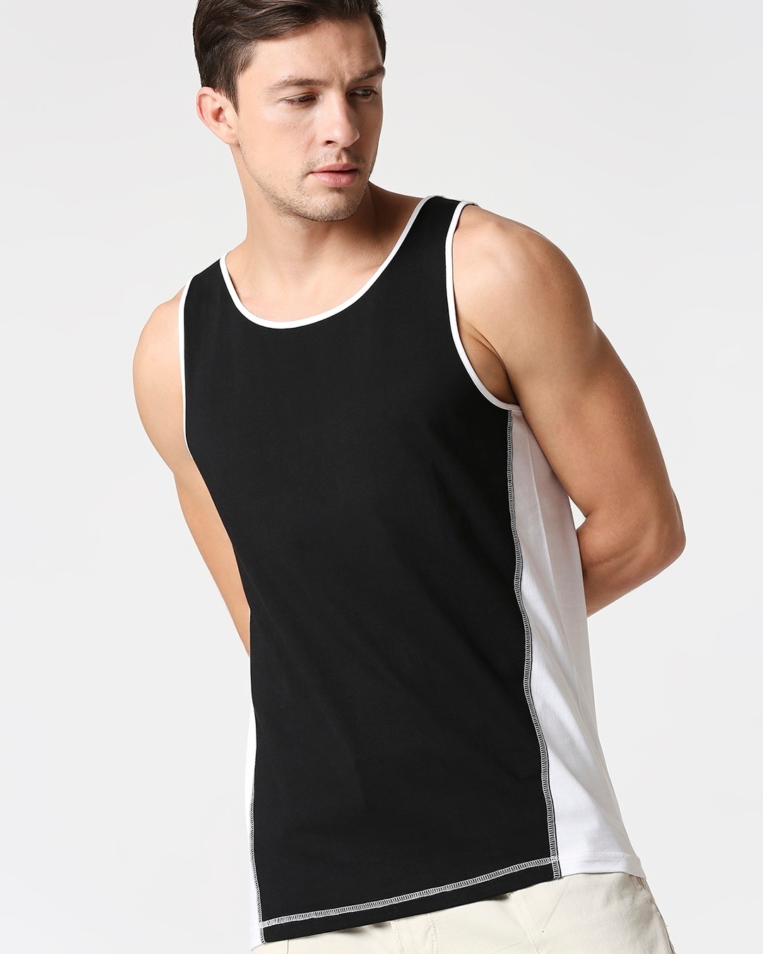 Buy White Color Block Vest Online at Bewakoof