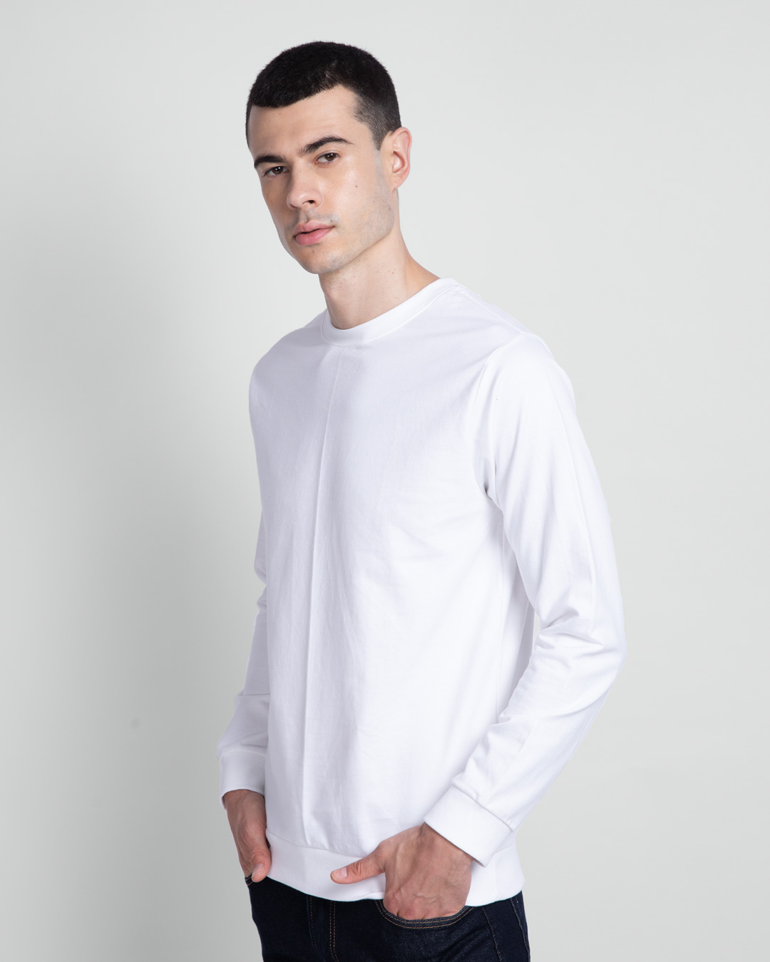 Shop White Fleece Light Sweatshirt-Back