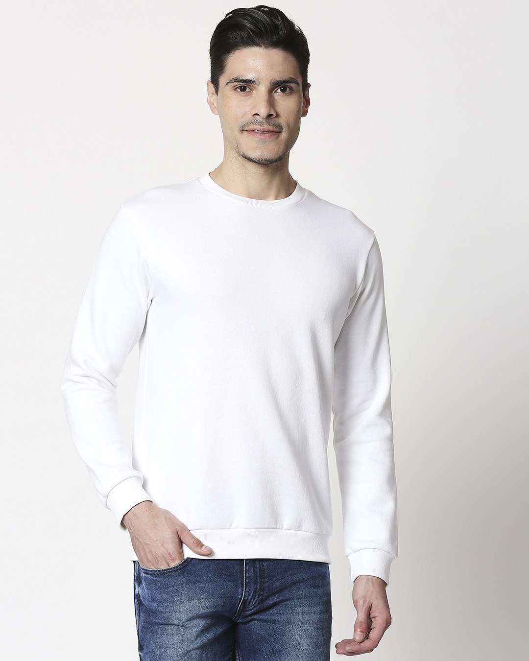Shop White Fleece Sweatshirt-Back