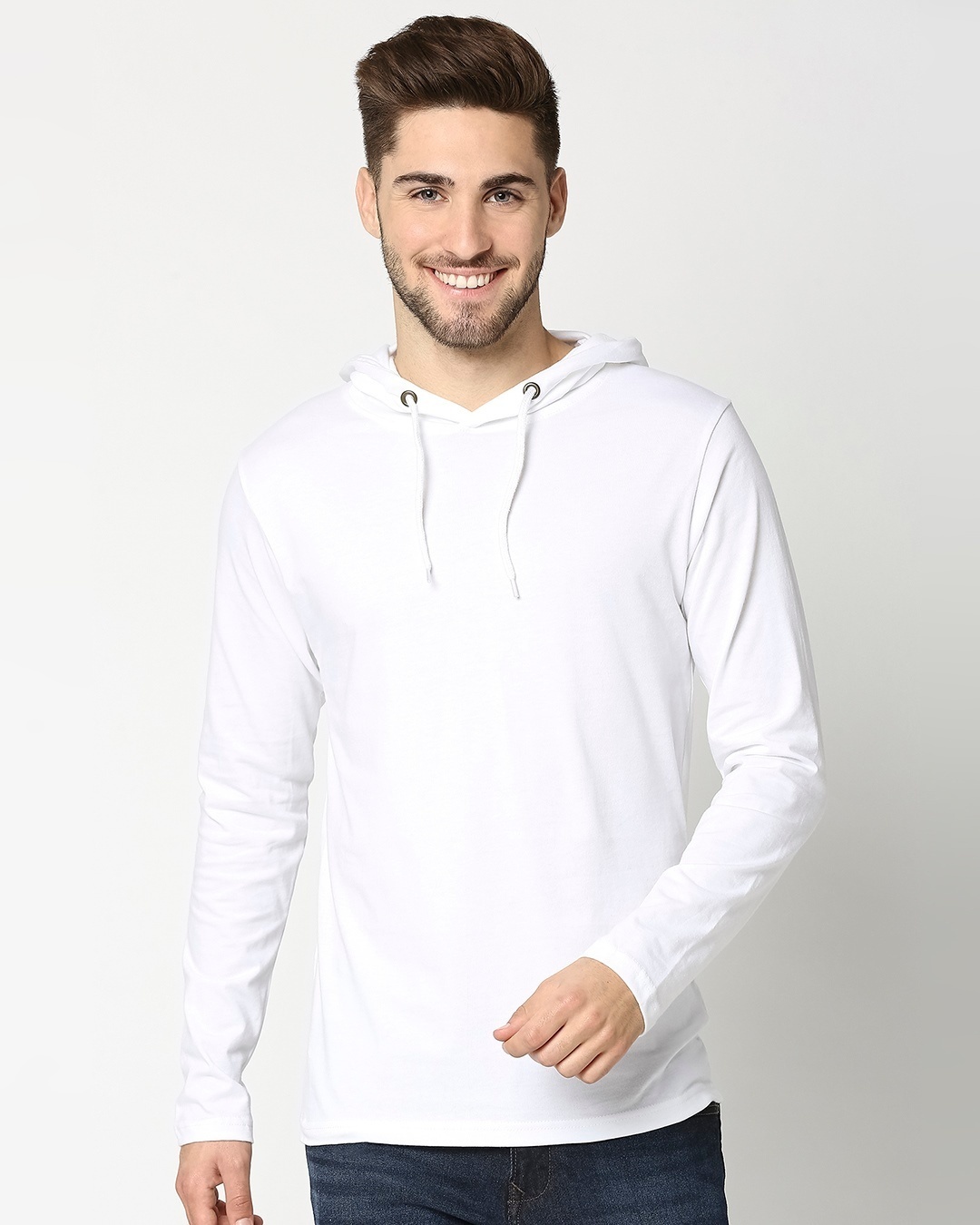 Shop White Full Sleeve Hoodie T-Shirt-Back