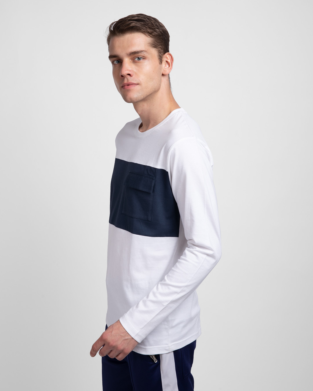 Shop White & Galaxy Blue 90's Vibe Cargo Pocket T-Shirt-Back