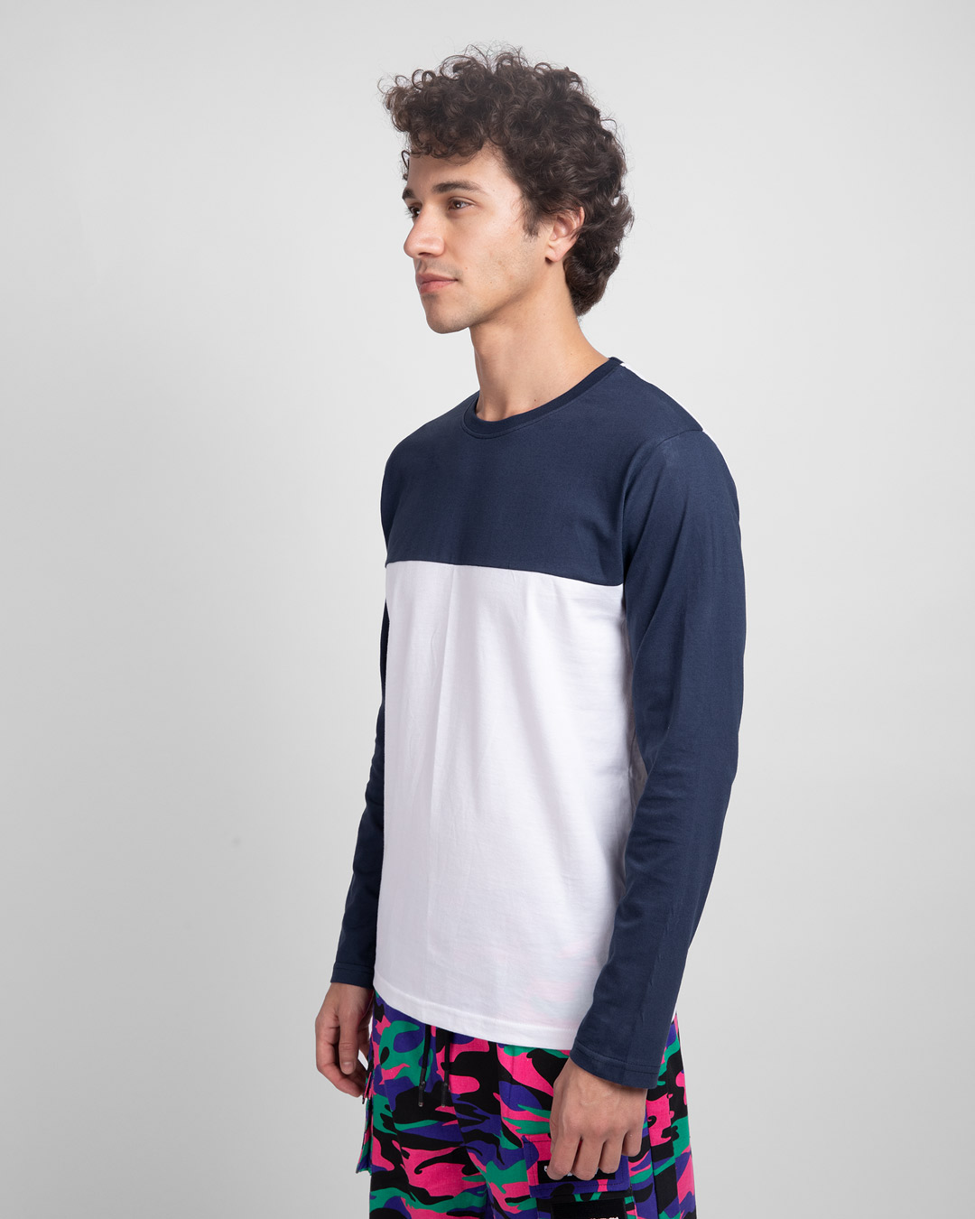 Shop White & Galaxy Blue 90's Vibe Panel T-Shirt-Back