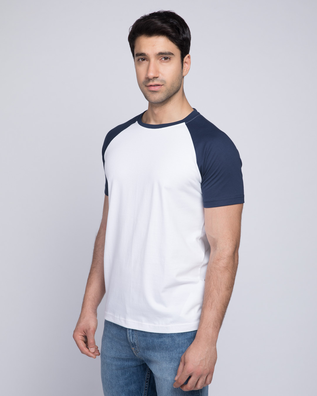 Shop White Galaxy Blue Half Sleeve Raglan T-Shirt-Back